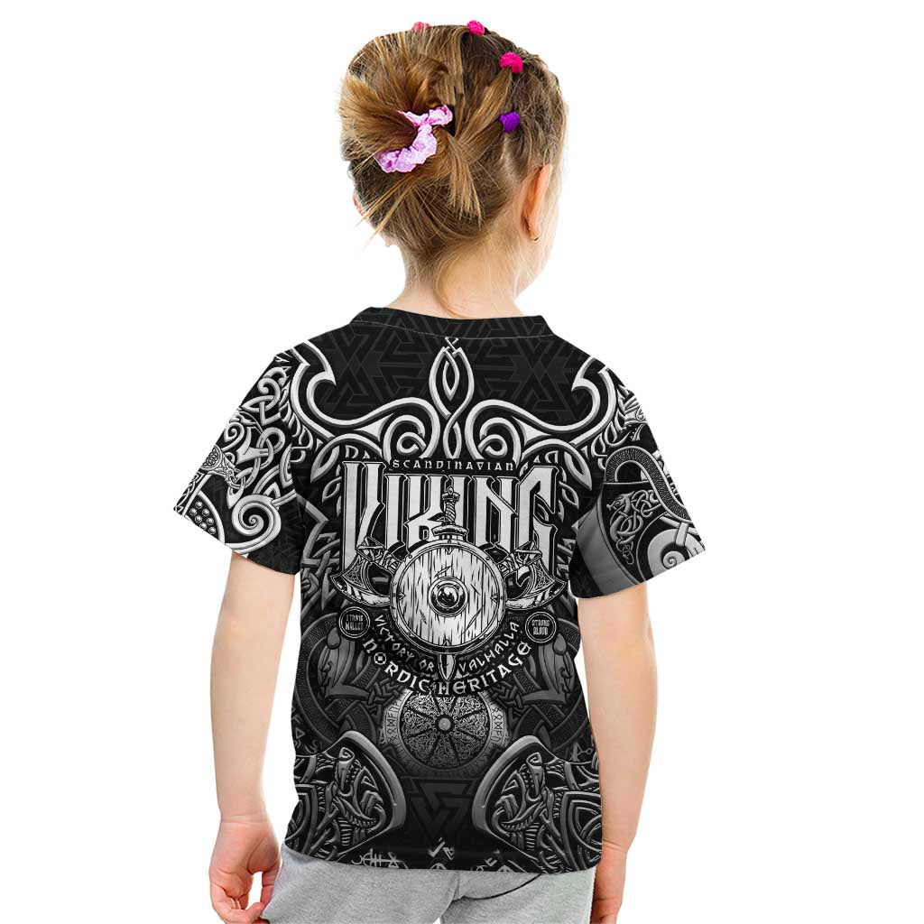 Scandinavian Viking Kid T Shirt Norse Warrior Sigil - Helmet and Battle Axes