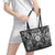 Scandinavian Viking Leather Tote Bag Norse Warrior Sigil - Helmet and Battle Axes
