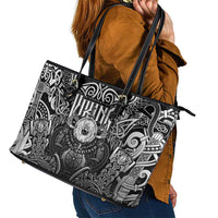 Scandinavian Viking Leather Tote Bag Norse Warrior Sigil - Helmet and Battle Axes