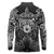 Scandinavian Viking Long Sleeve Polo Shirt Norse Warrior Sigil - Helmet and Battle Axes