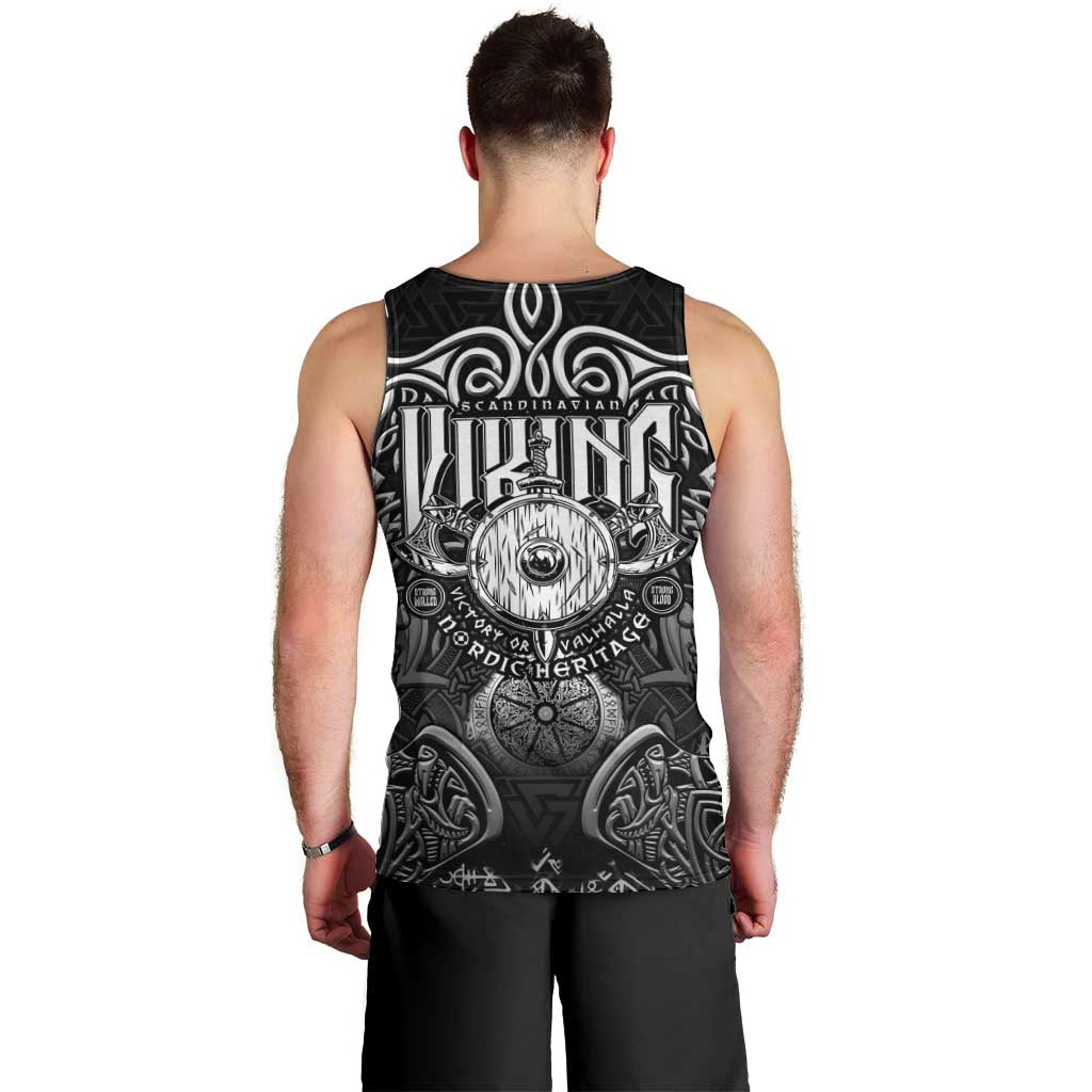 Scandinavian Viking Men Tank Top Norse Warrior Sigil - Helmet and Battle Axes