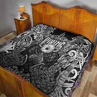 Scandinavian Viking Quilt Norse Warrior Sigil - Helmet and Battle Axes