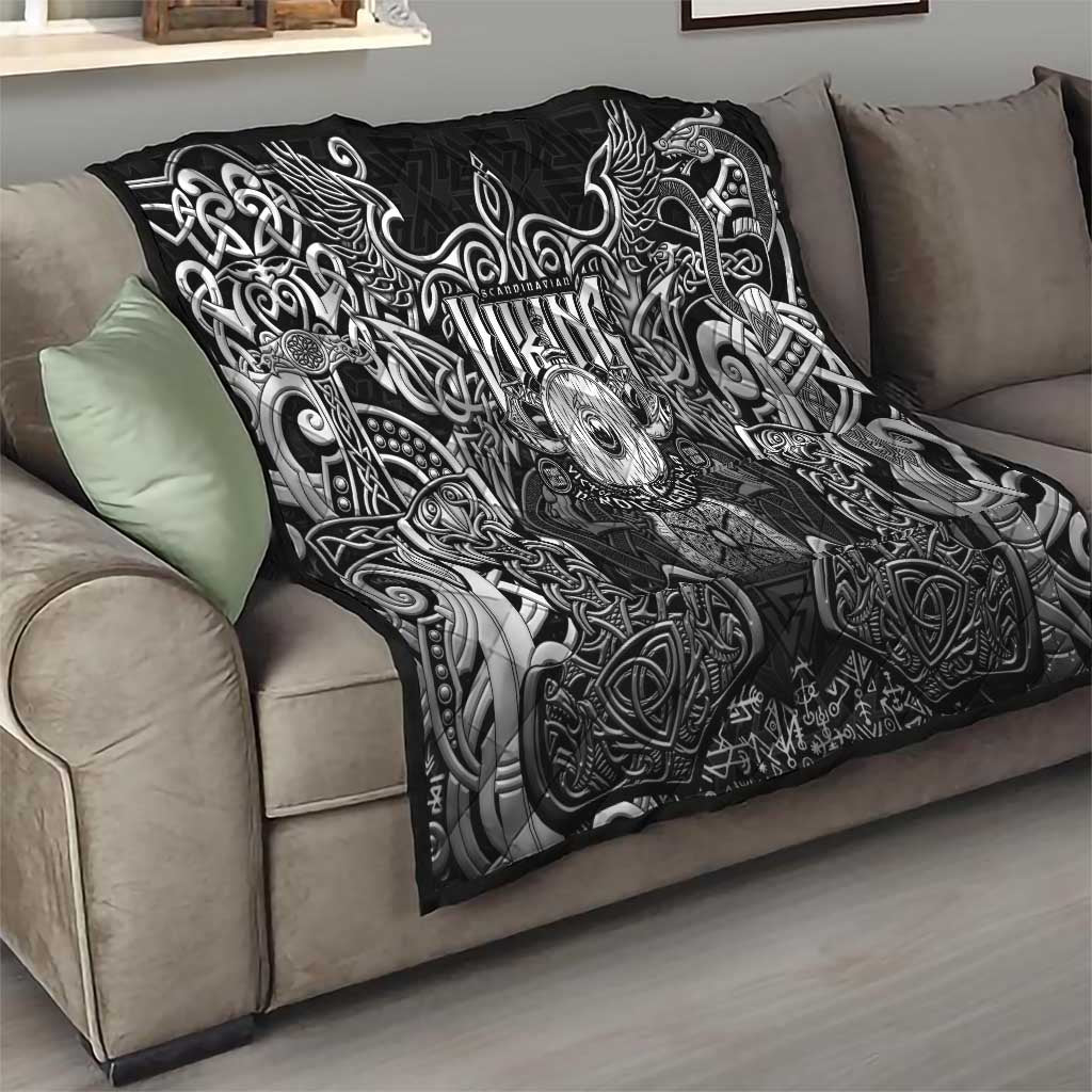 Scandinavian Viking Quilt Norse Warrior Sigil - Helmet and Battle Axes