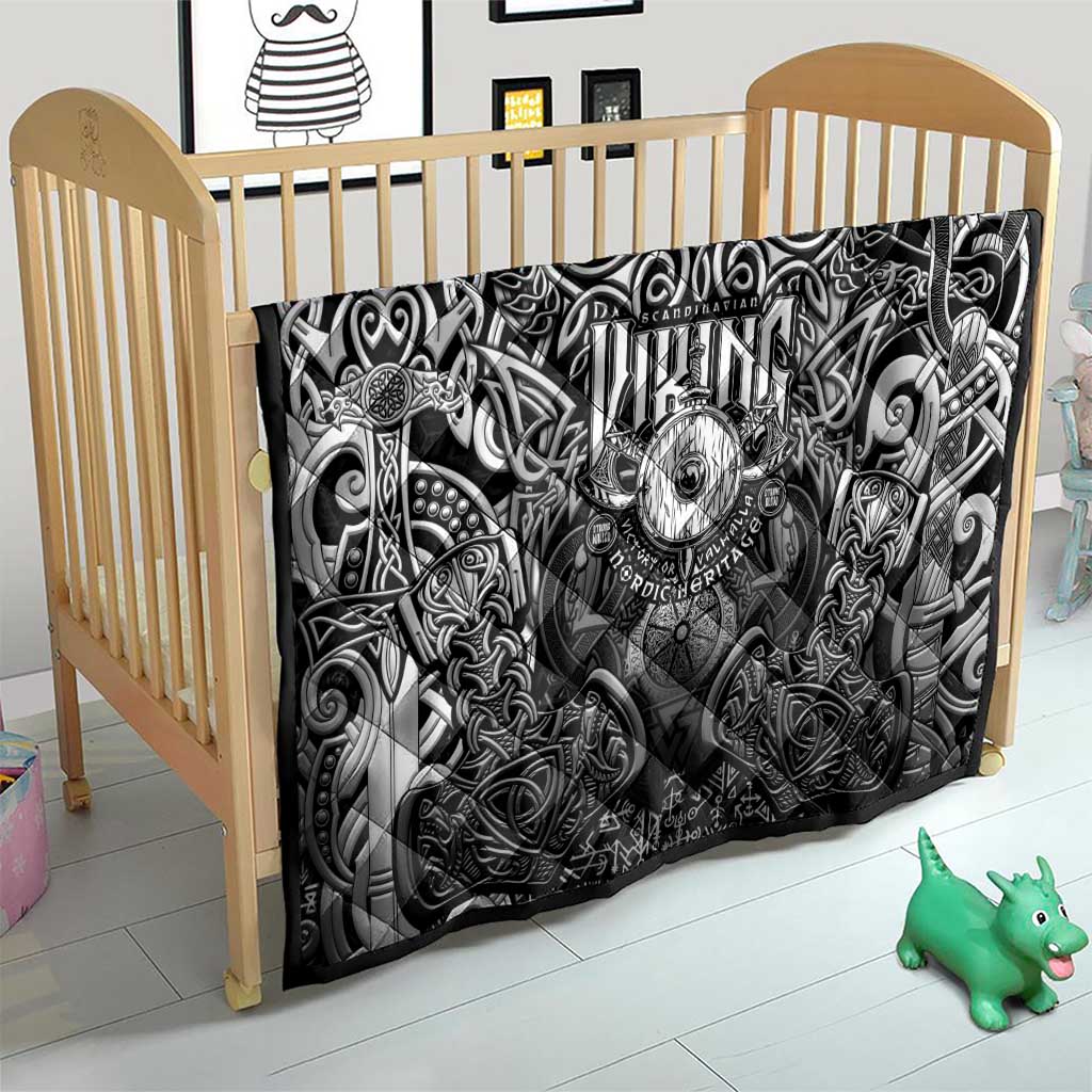 Scandinavian Viking Quilt Norse Warrior Sigil - Helmet and Battle Axes