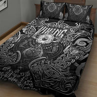 Scandinavian Viking Quilt Bed Set Norse Warrior Sigil - Helmet and Battle Axes