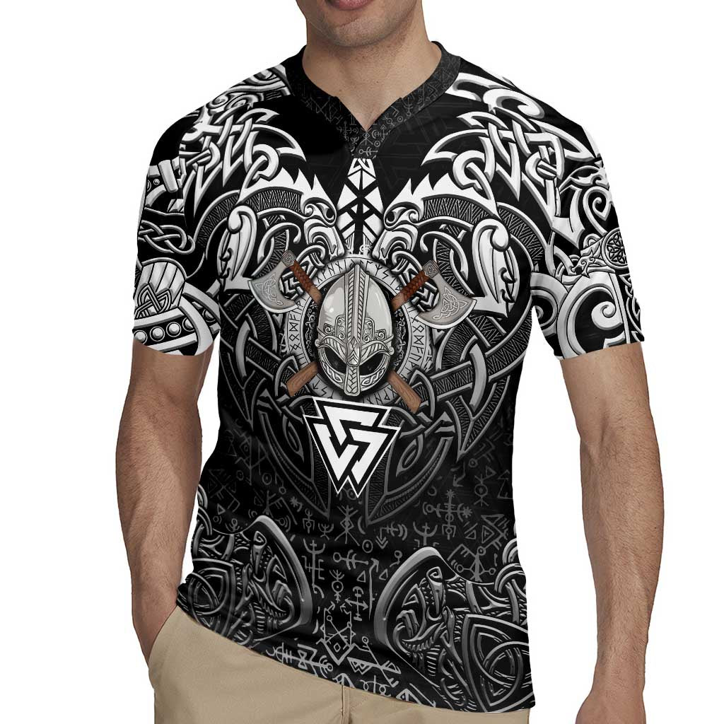 Scandinavian Viking Rugby Jersey Norse Warrior Sigil - Helmet and Battle Axes