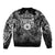 Scandinavian Viking Sleeve Zip Bomber Jacket Norse Warrior Sigil - Helmet and Battle Axes