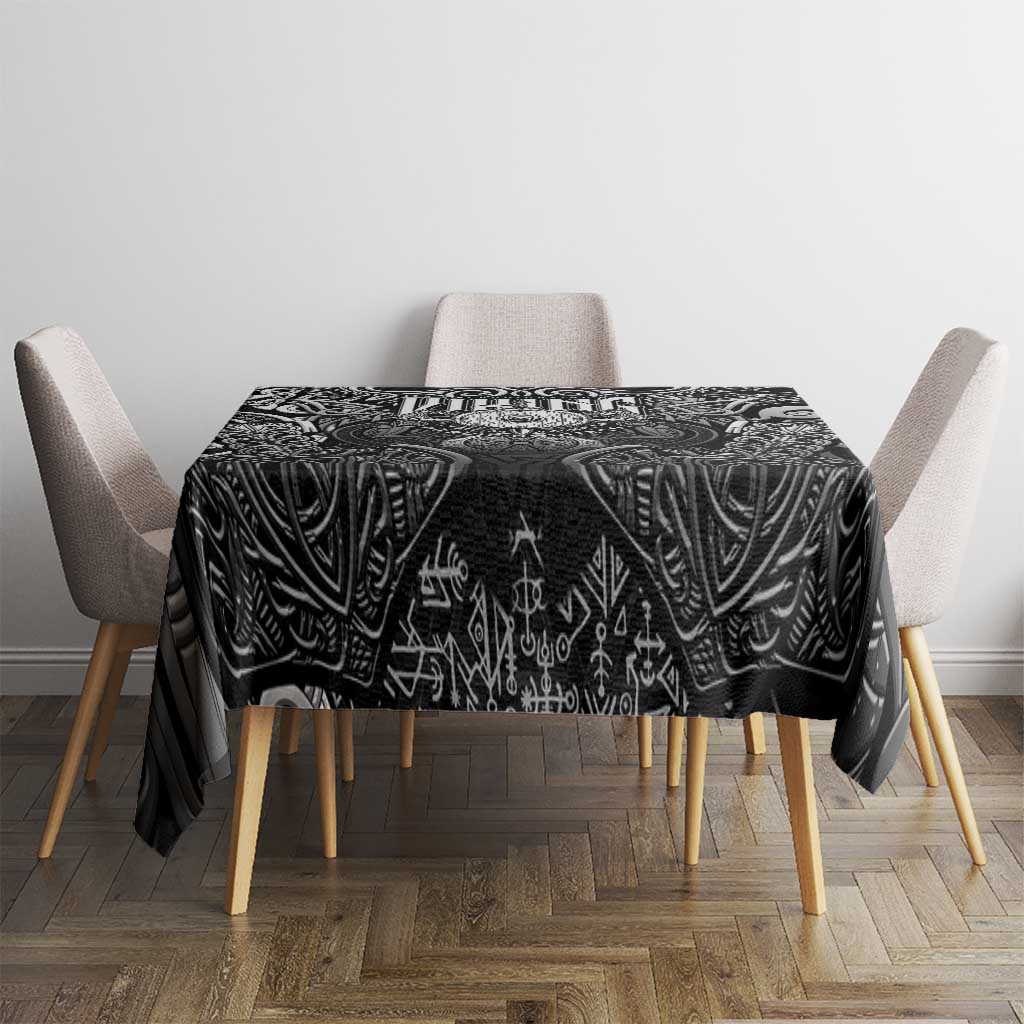 Scandinavian Viking Tablecloth Norse Warrior Sigil - Helmet and Battle Axes