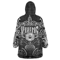 Scandinavian Viking Wearable Blanket Hoodie Norse Warrior Sigil - Helmet and Battle Axes