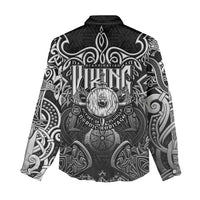 Scandinavian Viking Women Casual Shirt Norse Warrior Sigil - Helmet and Battle Axes