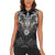 Scandinavian Viking Women Sleeveless Polo Shirt Norse Warrior Sigil - Helmet and Battle Axes