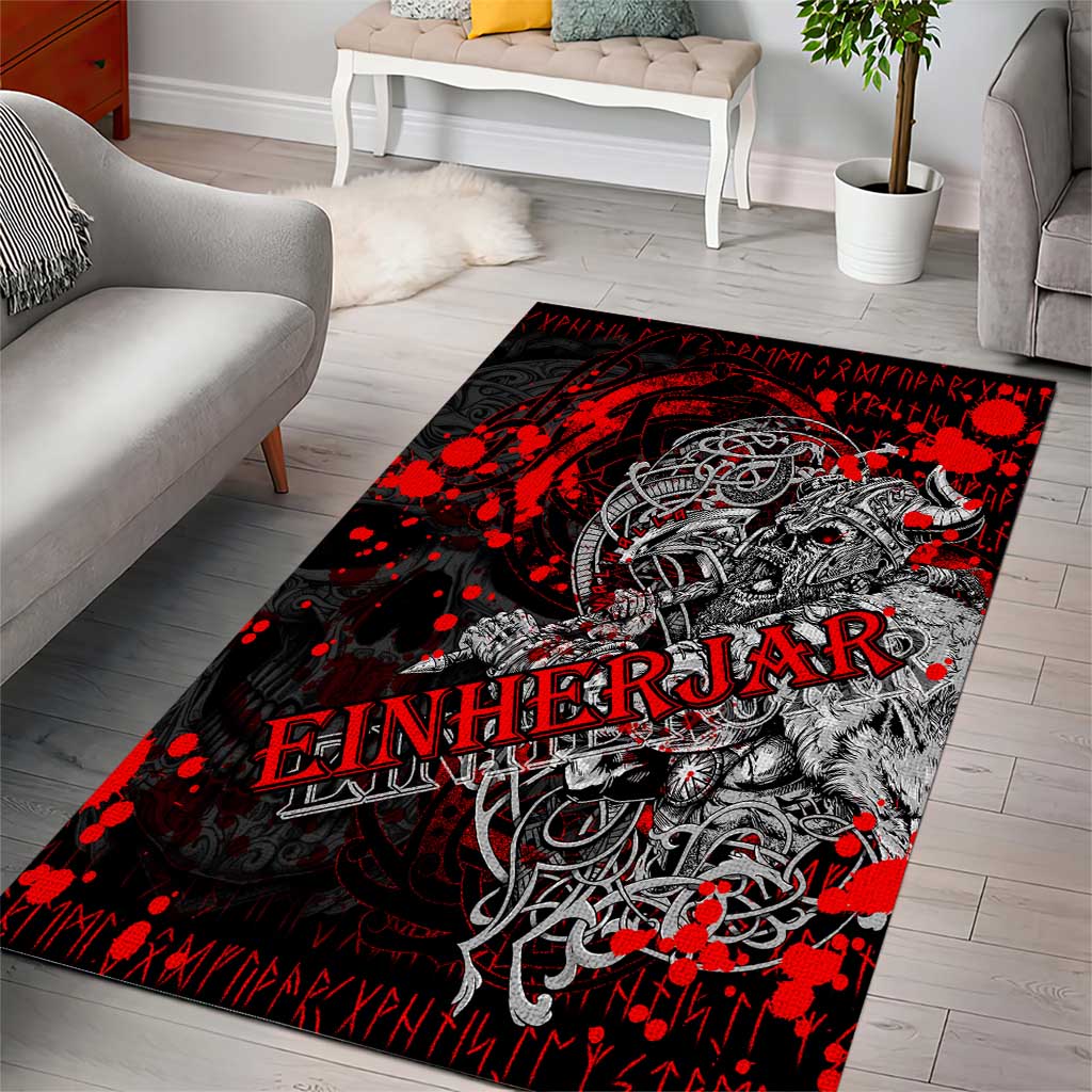 Einherjar Valhalla Area Rug Viking Warrior Rage Style