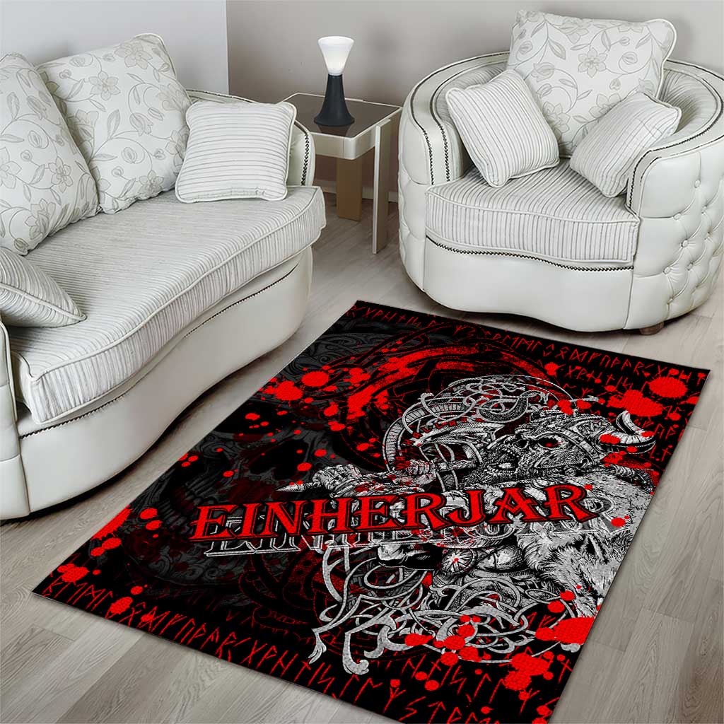 Einherjar Valhalla Area Rug Viking Warrior Rage Style