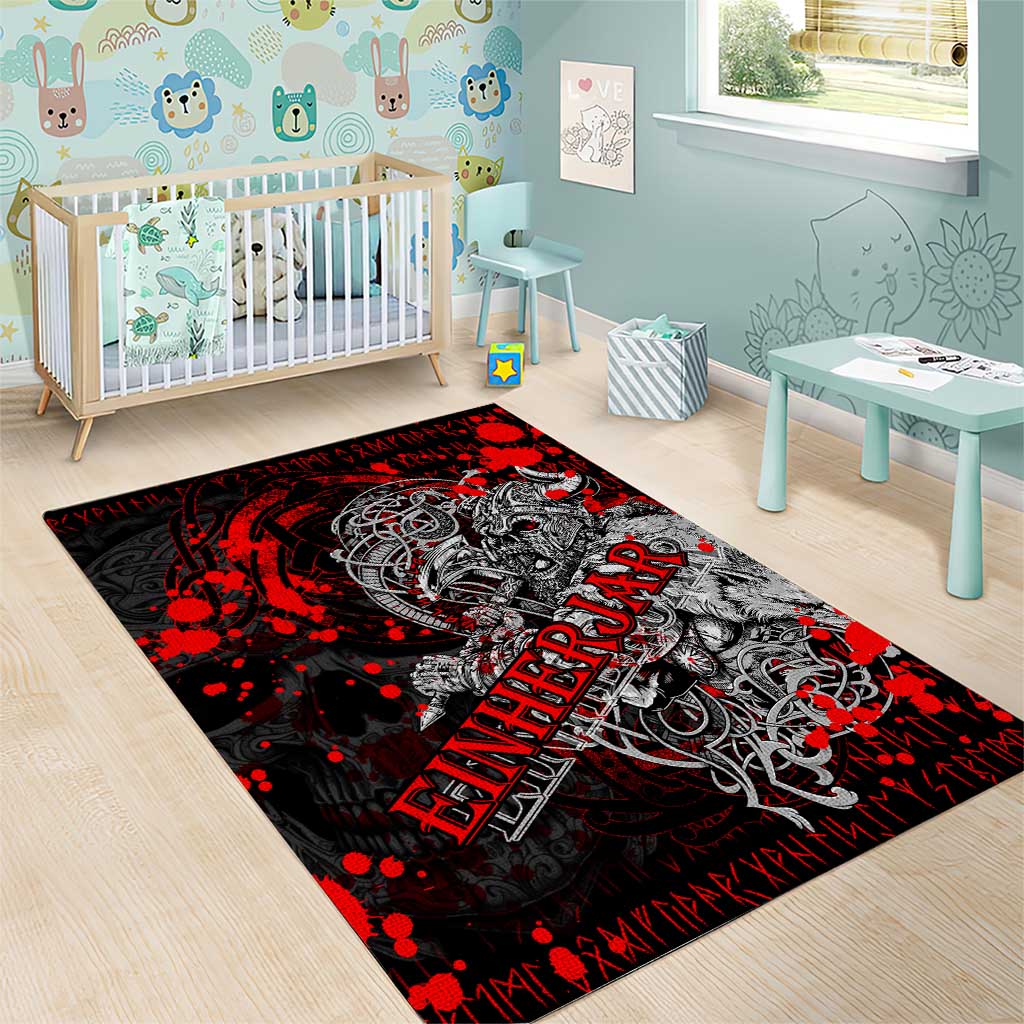 Einherjar Valhalla Area Rug Viking Warrior Rage Style
