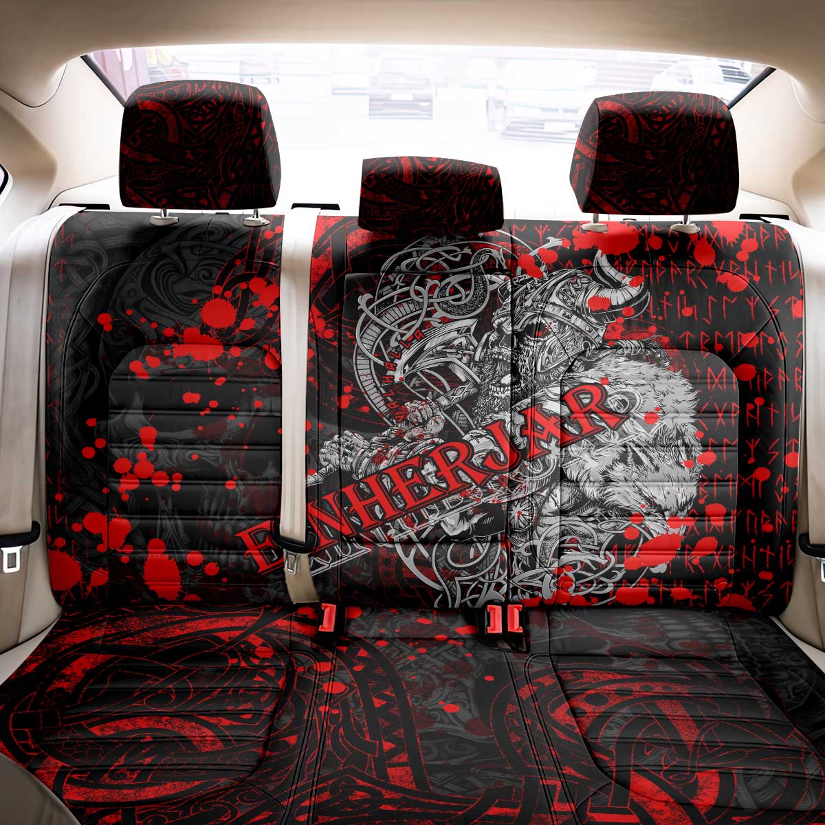 Einherjar Valhalla Back Car Seat Cover Viking Warrior Rage Style
