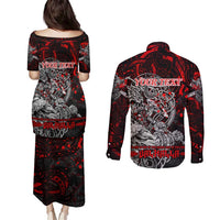 Einherjar Valhalla Couples Matching Puletasi and Long Sleeve Button Shirt Viking Warrior Rage Style