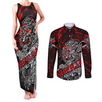 Einherjar Valhalla Couples Matching Tank Maxi Dress and Long Sleeve Button Shirt Viking Warrior Rage Style