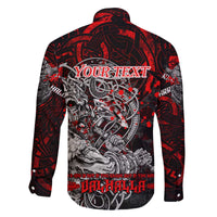 Einherjar Valhalla Family Matching Off The Shoulder Long Sleeve Dress and Hawaiian Shirt Viking Warrior Rage Style