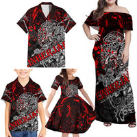 Einherjar Valhalla Family Matching Off Shoulder Maxi Dress and Hawaiian Shirt Viking Warrior Rage Style