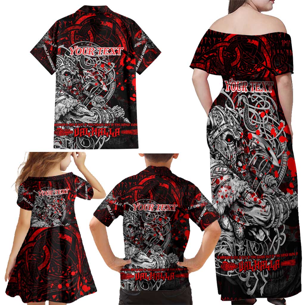 Einherjar Valhalla Family Matching Off Shoulder Maxi Dress and Hawaiian Shirt Viking Warrior Rage Style