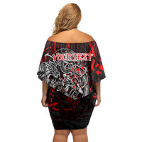Einherjar Valhalla Family Matching Off Shoulder Short Dress and Hawaiian Shirt Viking Warrior Rage Style