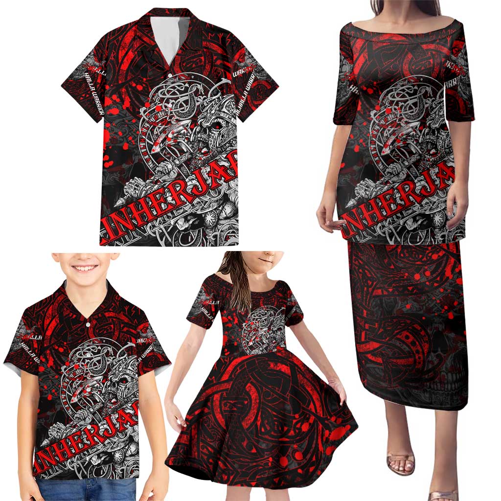 Einherjar Valhalla Family Matching Puletasi and Hawaiian Shirt Viking Warrior Rage Style