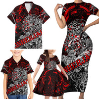 Einherjar Valhalla Family Matching Short Sleeve Bodycon Dress and Hawaiian Shirt Viking Warrior Rage Style
