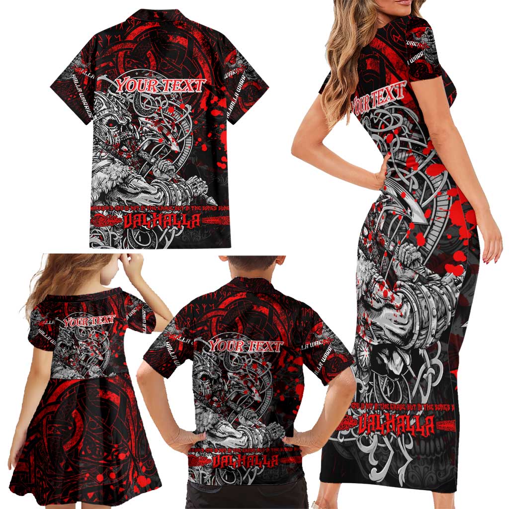 Einherjar Valhalla Family Matching Short Sleeve Bodycon Dress and Hawaiian Shirt Viking Warrior Rage Style