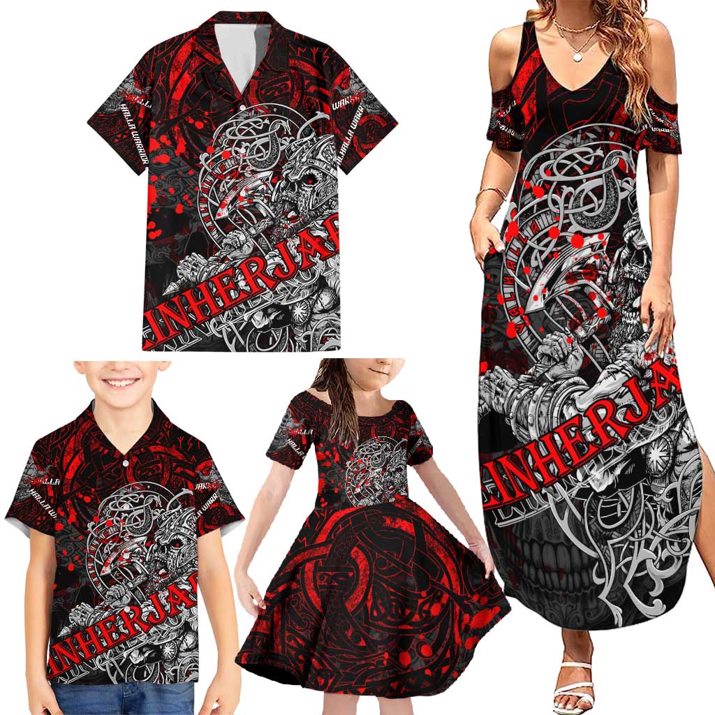 Einherjar Valhalla Family Matching Summer Maxi Dress and Hawaiian Shirt Viking Warrior Rage Style