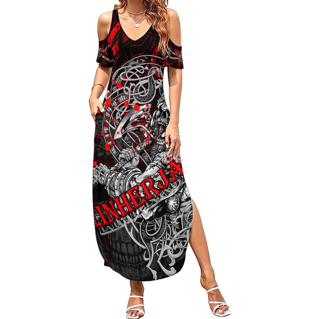 Einherjar Valhalla Family Matching Summer Maxi Dress and Hawaiian Shirt Viking Warrior Rage Style