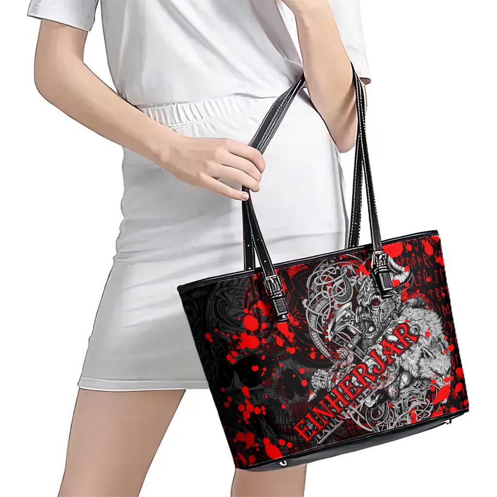 Einherjar Valhalla Leather Tote Bag Viking Warrior Rage Style
