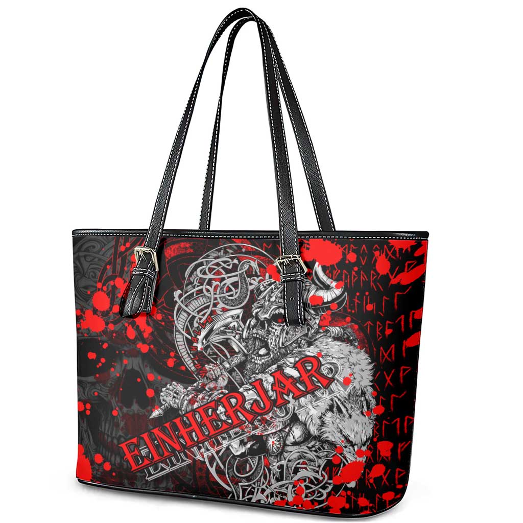 Einherjar Valhalla Leather Tote Bag Viking Warrior Rage Style