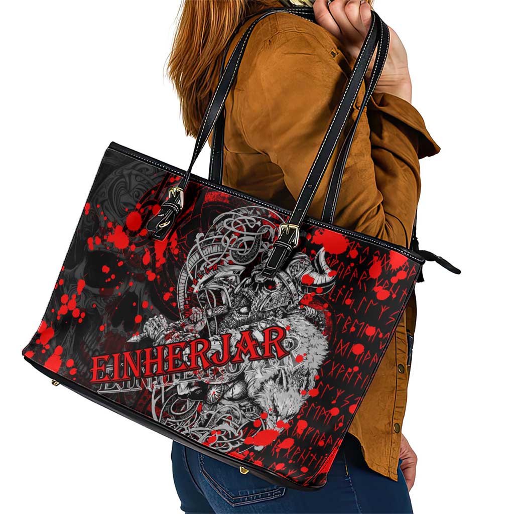 Einherjar Valhalla Leather Tote Bag Viking Warrior Rage Style