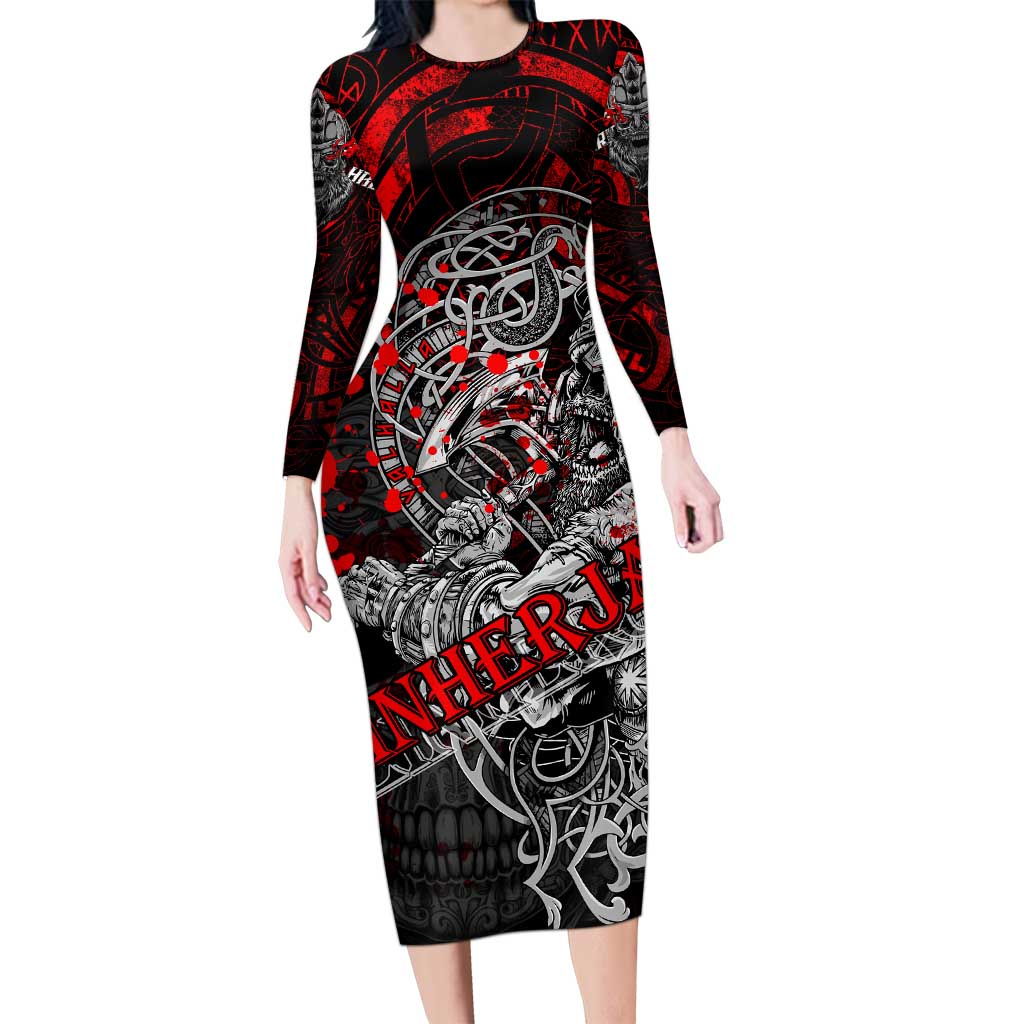 Einherjar Valhalla Long Sleeve Bodycon Dress Viking Warrior Rage Style
