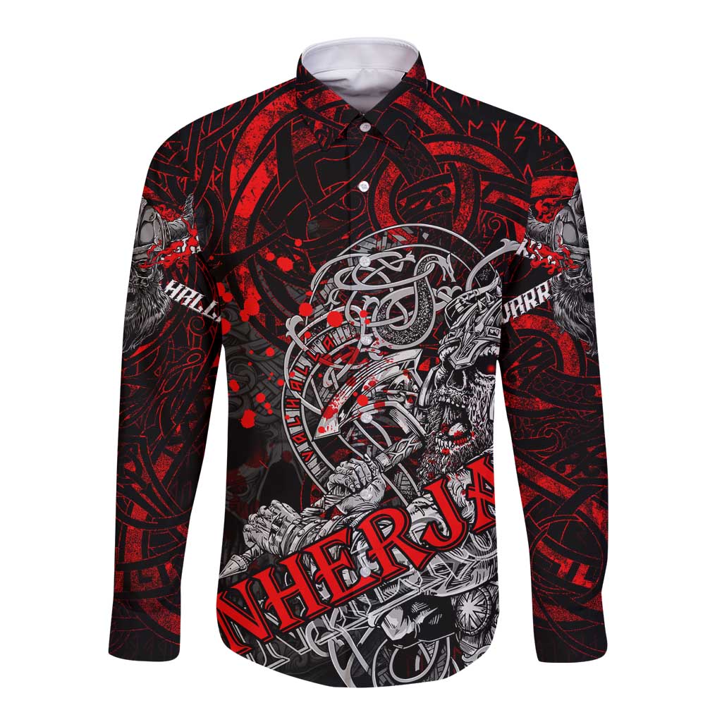 Einherjar Valhalla Long Sleeve Button Shirt Viking Warrior Rage Style