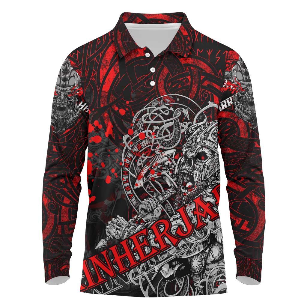 Einherjar Valhalla Long Sleeve Polo Shirt Viking Warrior Rage Style