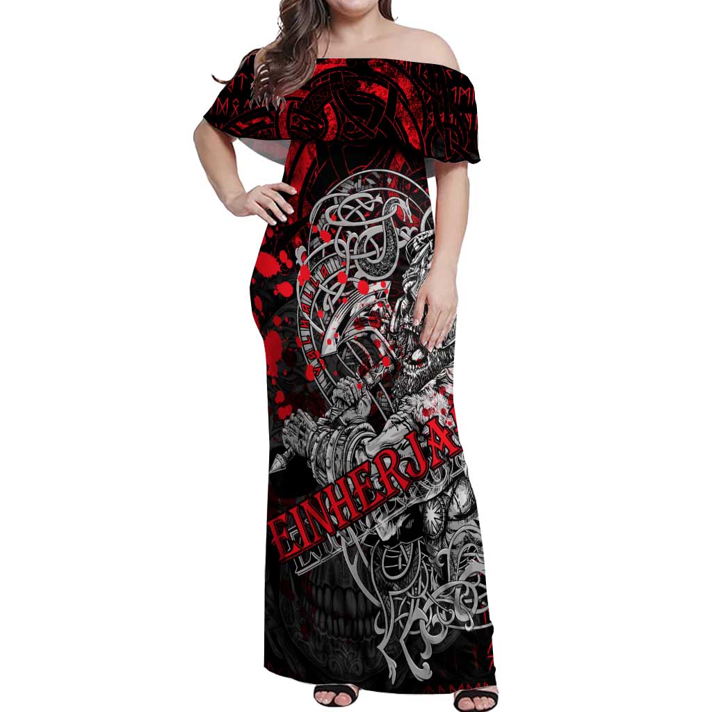 Einherjar Valhalla Off Shoulder Maxi Dress Viking Warrior Rage Style