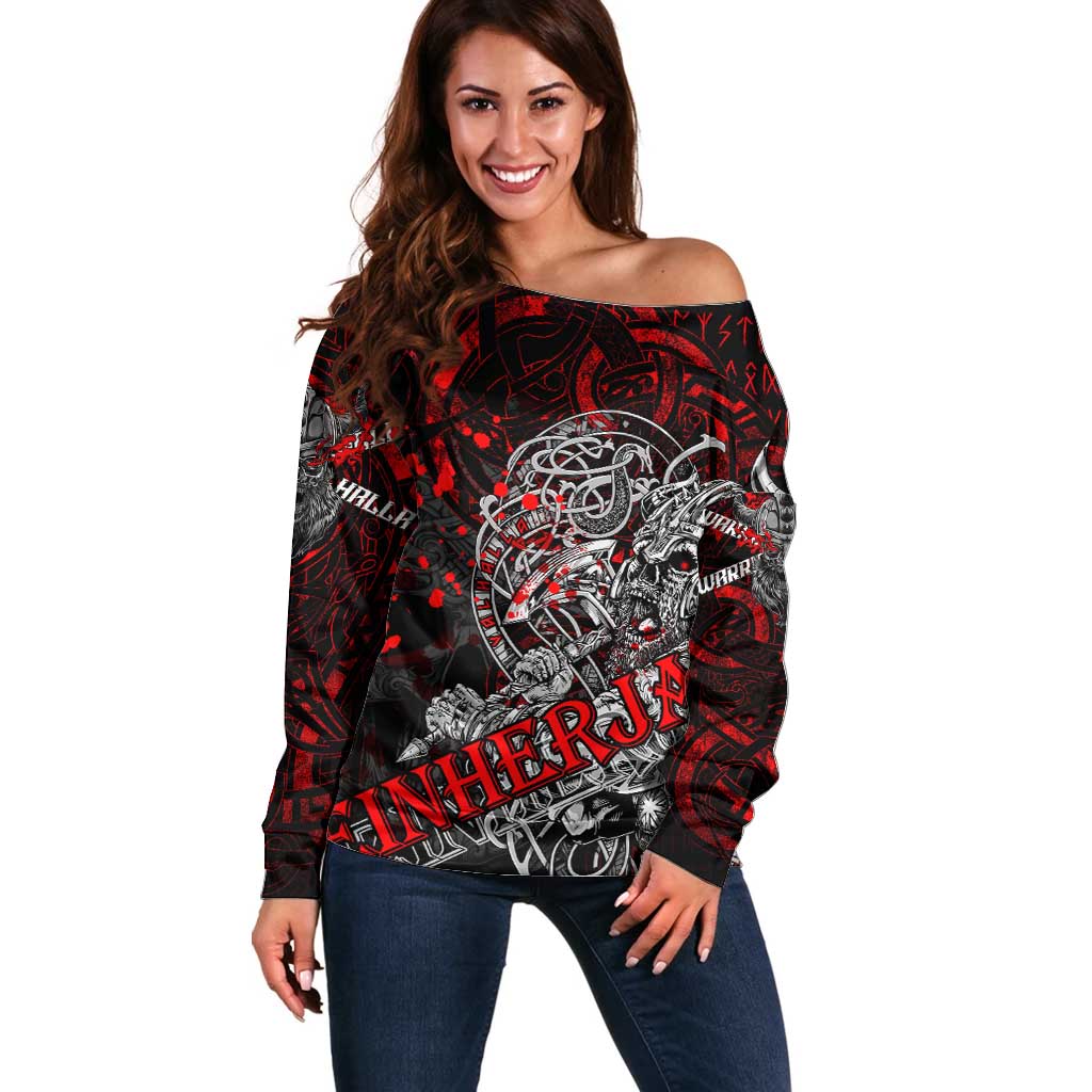 Einherjar Valhalla Off Shoulder Sweater Viking Warrior Rage Style