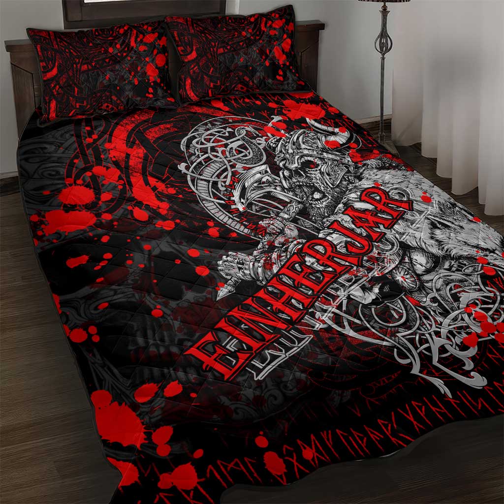Einherjar Valhalla Quilt Bed Set Viking Warrior Rage Style