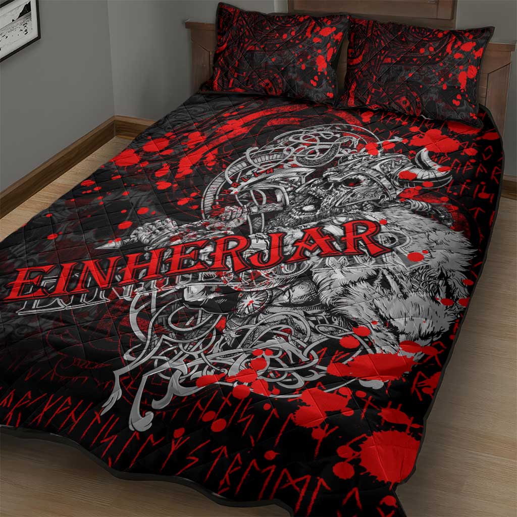 Einherjar Valhalla Quilt Bed Set Viking Warrior Rage Style