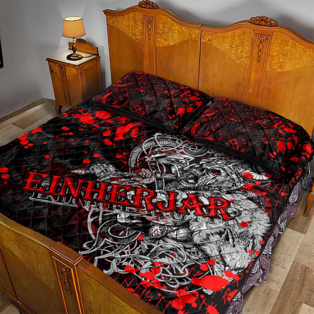 Einherjar Valhalla Quilt Bed Set Viking Warrior Rage Style
