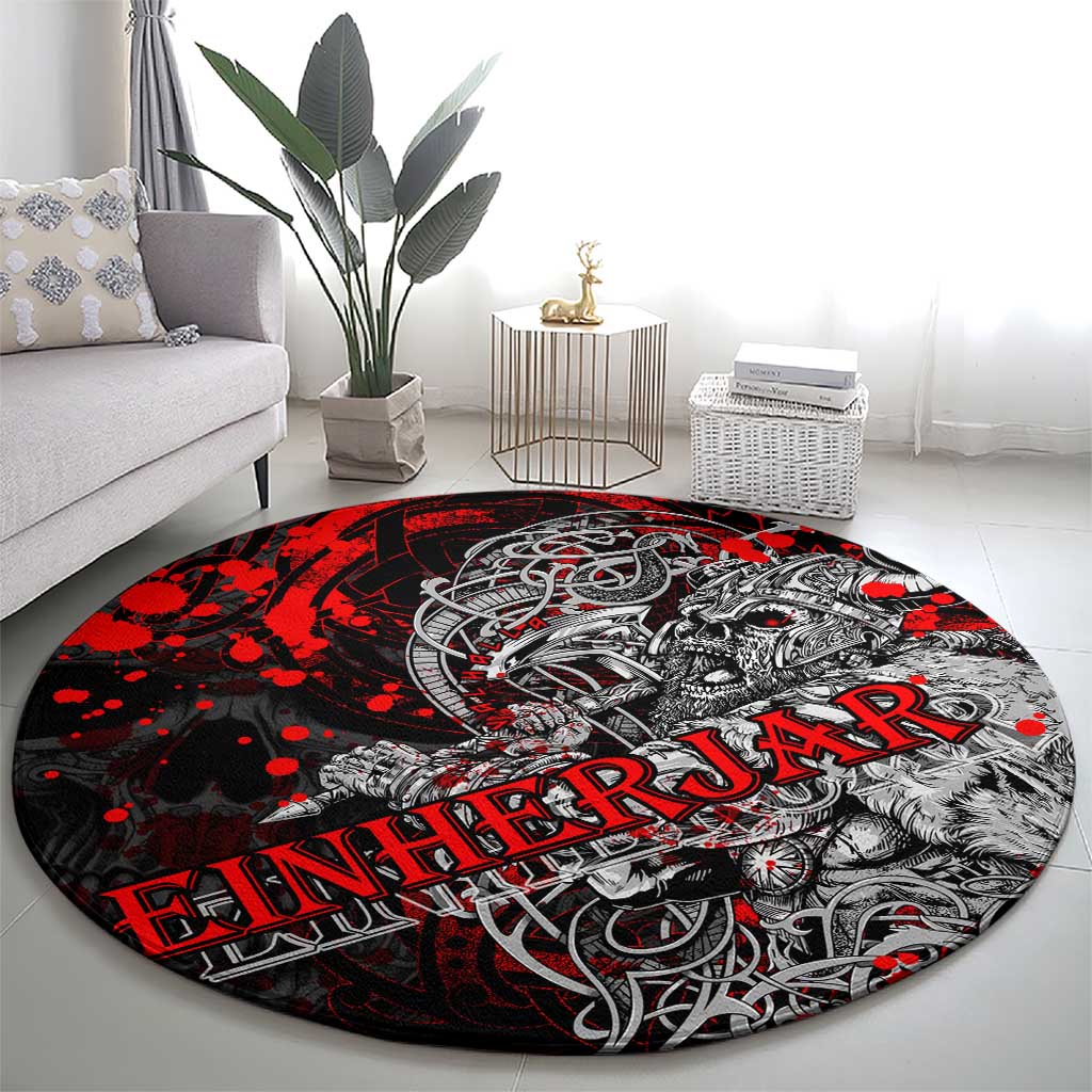 Einherjar Valhalla Round Carpet Viking Warrior Rage Style