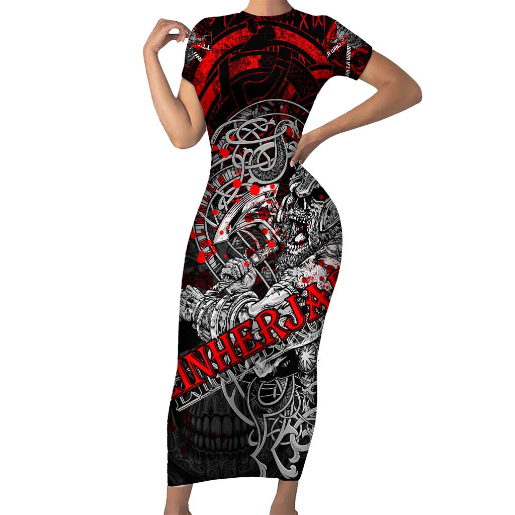 Einherjar Valhalla Short Sleeve Bodycon Dress Viking Warrior Rage Style