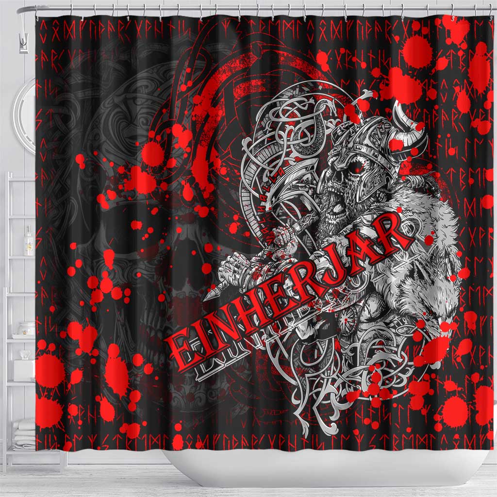 Einherjar Valhalla Shower Curtain Viking Warrior Rage Style