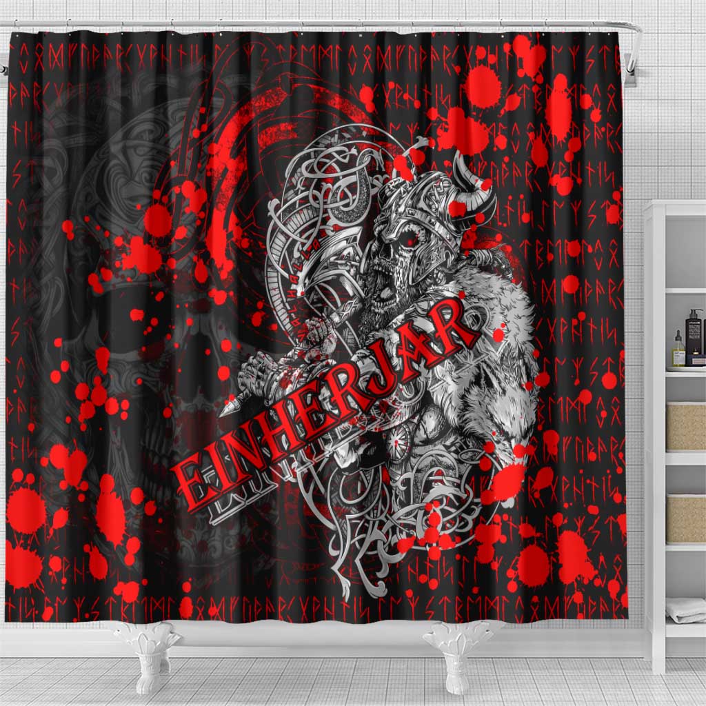 Einherjar Valhalla Shower Curtain Viking Warrior Rage Style