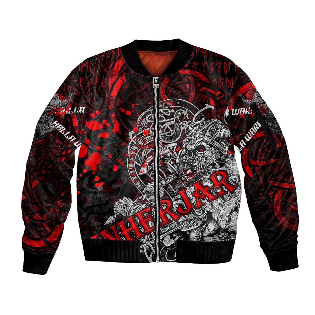 Einherjar Valhalla Sleeve Zip Bomber Jacket Viking Warrior Rage Style