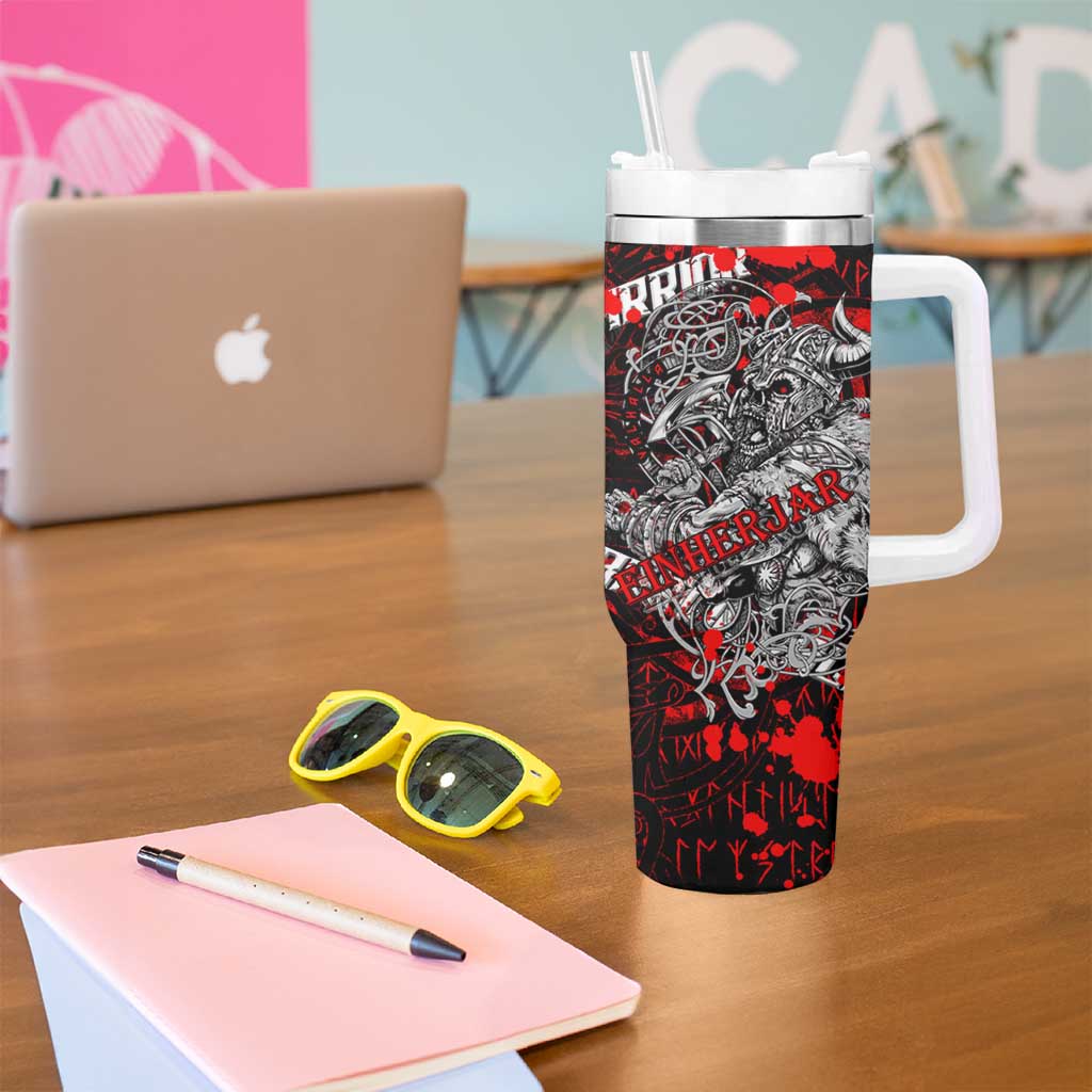 Einherjar Valhalla Tumbler With Handle Viking Warrior Rage Style