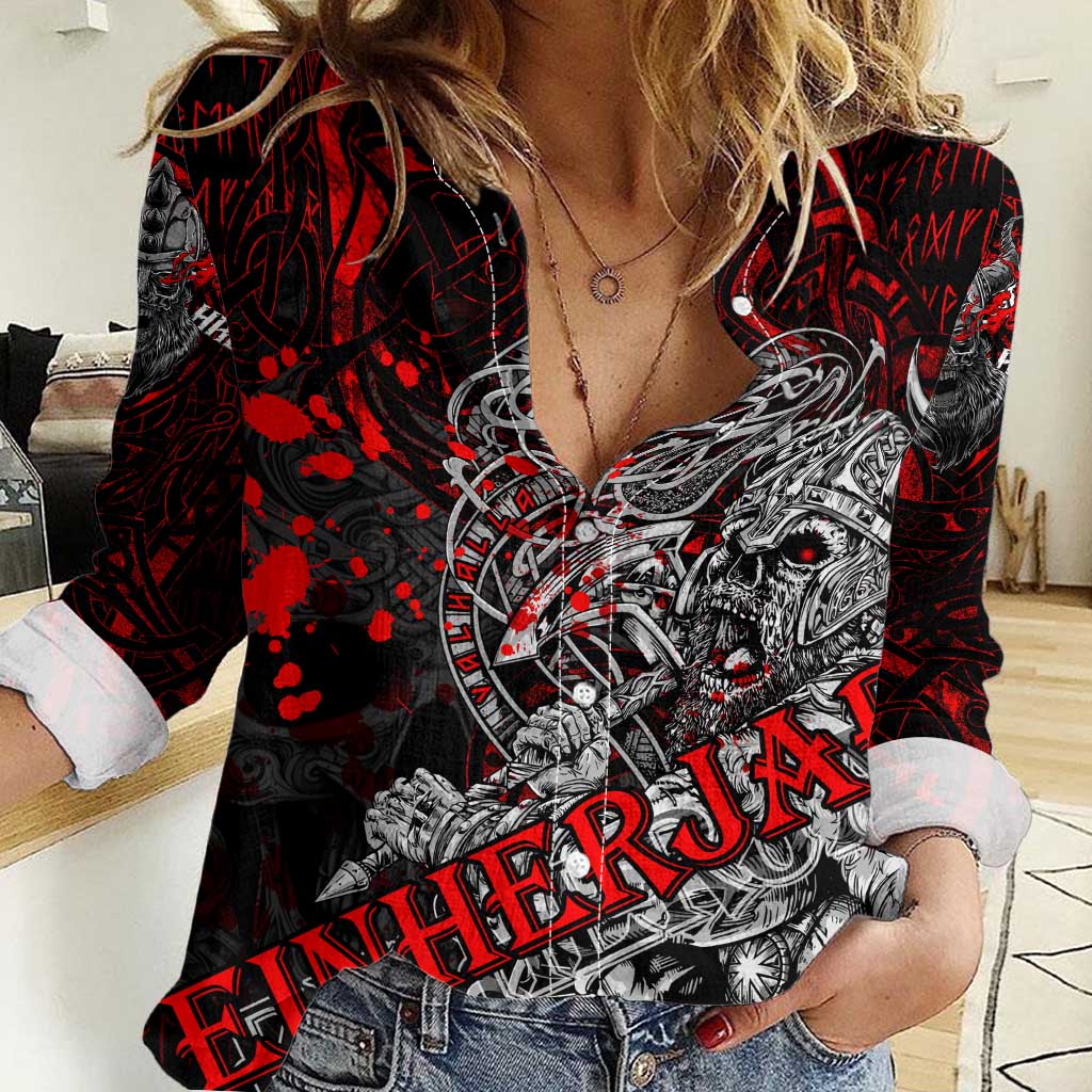 Einherjar Valhalla Women Casual Shirt Viking Warrior Rage Style