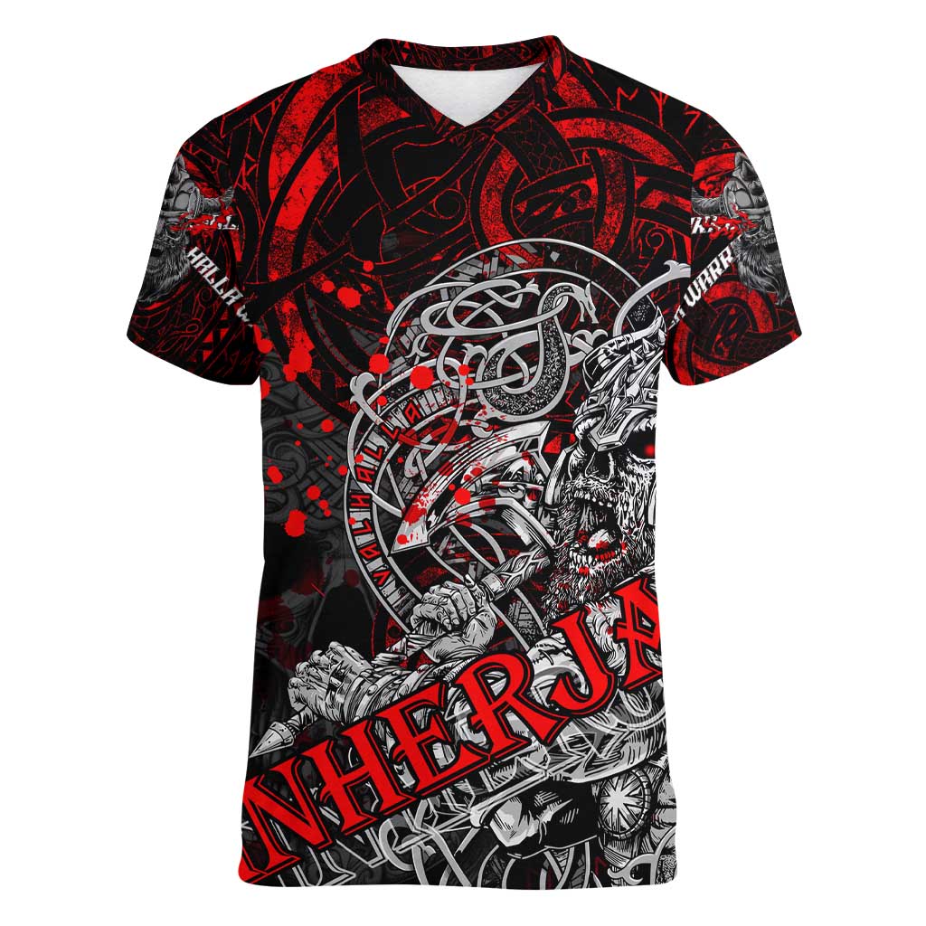 Einherjar Valhalla Women V-Neck T-Shirt Viking Warrior Rage Style