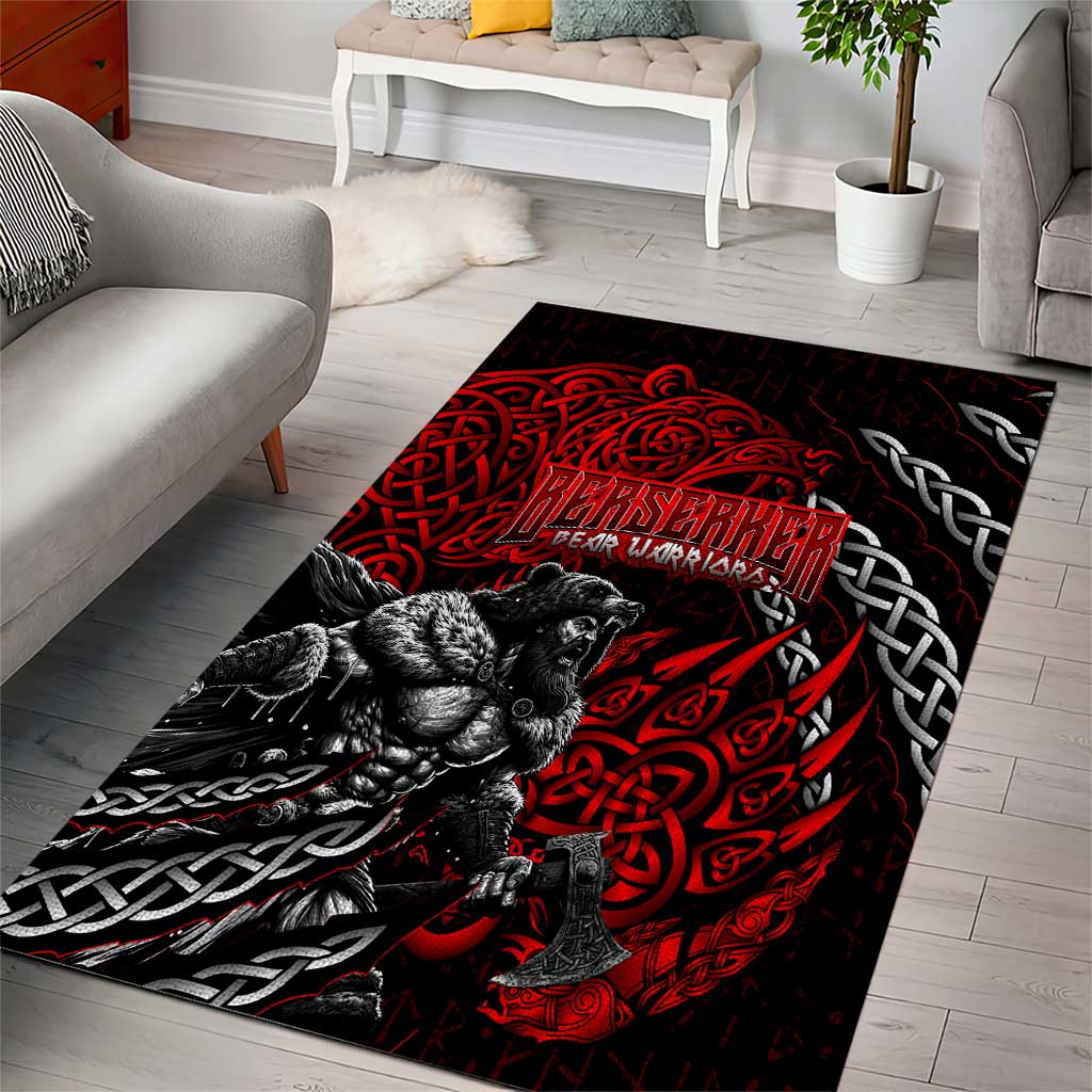 Berserker Bear Warrior Viking Area Rug Tribal Strength and Runic Blood